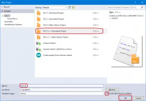 создание проекта в atmel studio